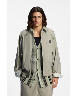 HUGO Harrington Jacket With Houndstooth Pattern - Grey