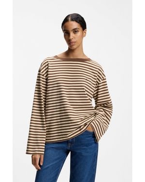 BOSS Relaxed-Fit Striped Top - Natural