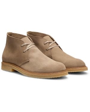 BOSS Suede Desert Boots With Rubber Sole - Brown