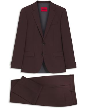 HUGO Zweiteiliger Slim-Fit Popeline-Anzug Aus Woll-Mix - Braun