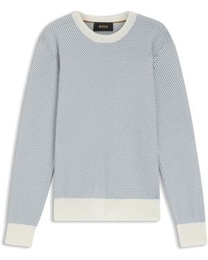 BOSS Pull En Maille Structurée De Coton Et Soie - Gris