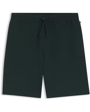 BOSS Shorts De Pijama En Algodón Con Logo Bordado - Verde