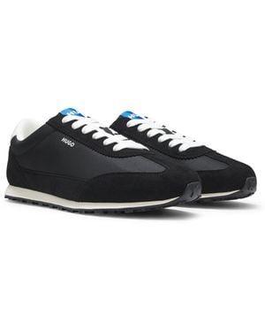 HUGO Textured-Fabric Trainers With Star Detail - Black