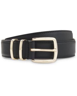 BOSS Leather Belt With Twin Metal Keeper - Black