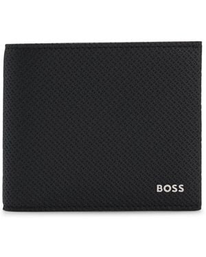 BOSS Monogrammed Wallet With Polished Metal Logo - Black