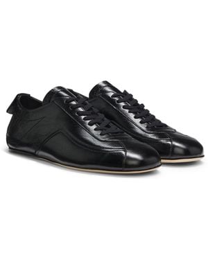 BOSS Nappa-Leather Trainers With Deed Logo - Black