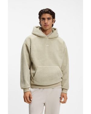 BOSS Teddy-Fleece Hoodie With Embroidered Logo - Natural