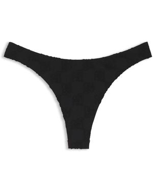 HUGO Braguita De Bikini Brasileña En Felpa Elástica Con Logos Apilados - Negro