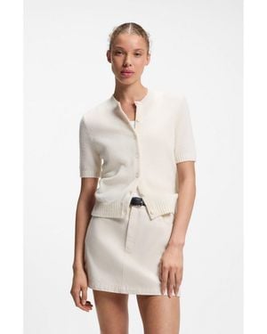 HUGO Regular-Fit Cardigan Blended With Virgin Wool - Natural