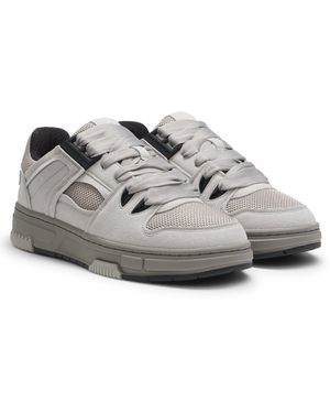 HUGO Sneakers Mit Strukturiertem Gewebe Und Velourslederimitat - Grau