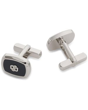 BOSS Enamel-Insert Cufflinks With Double B Monogram - White