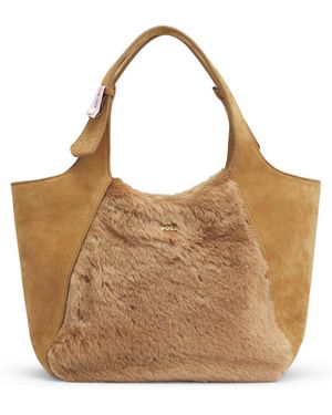 BOSS X Steiff Leather Tote With Mohair-Fur Front - Brown