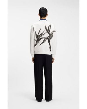 HUGO Cotton Sweatshirt With Logo Embroidery And Graphic Print - White