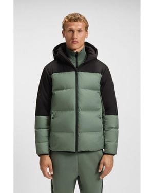 BOSS Water-Repellent Jacket With Down Filling And Detachable Hood - Green