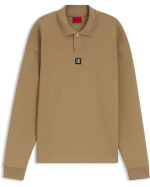 HUGO Sweatshirt Aus Strukturiertem Baumwoll-Mix Mit Polokragen - Natur