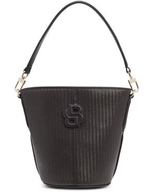 BOSS Woven-Effect Bucket Bag With Double B Monogram - Black