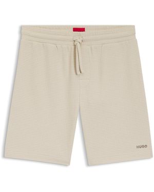 HUGO Shorts De Pijama Con Estructura De Rejilla Y Logo Bordado - Neutro
