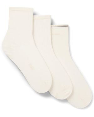 BOSS Viertellange Socken Im Dreierpack Mit Branding - Weiß