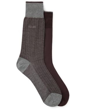 BOSS Two-pack Of Socks In Mercerized Cotton - Gray