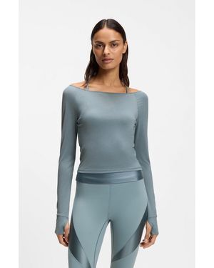BOSS Active Burnout-Fabric Top With Shiny Underlayer - Blue