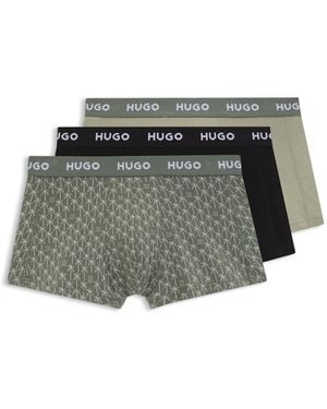 HUGO Three-Pack Of Logo-Waistband Trunks - Green