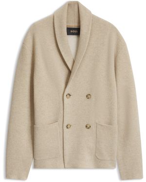 BOSS Relaxed-Fit Strickjacke Aus Kaschmir Mit Schalkragen - Natur