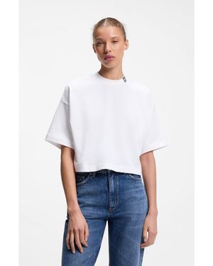 HUGO Relaxed-Fit Cropped T-Shirt - White
