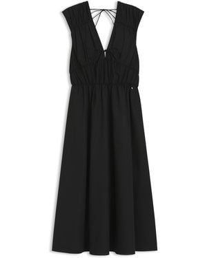 BOSS Jurk Van Katoenen Popeline Met Geplooide Details - Zwart