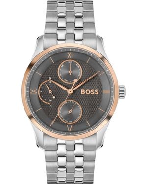 BOSS Textured-Dial Watch With Multi-Link Bracelet - Metallic