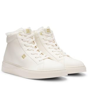 HUGO Baskets Mi-Montantes En Cuir Avec Semelle Cupsole Et Doublure En Peau Lainée - Blanc