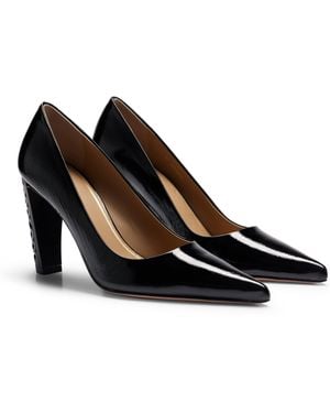 BOSS Leather Pumps With Monogram-patterned Heels - Black