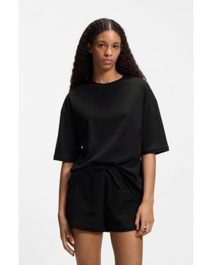 HUGO Stretch-Cotton Pyjamas With Mesh Logo Inserts - Black