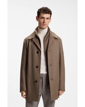BOSS Relaxed-Fit Formal Coat - Brown