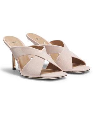 BOSS Suede Sandals With Crossover Straps - Pink