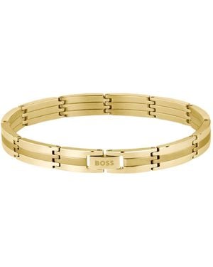 BOSS Effect Striped Cuff With Logo Clasp - Metallic