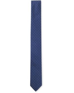 HUGO Jacquard-Pattern Tie Blended With Silk - Blue