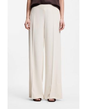 BOSS Relaxed-Fit Wide-Leg Trousers - White