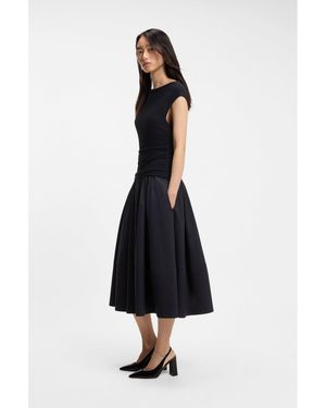 BOSS Structured-Jersey Dress With Poplin Skirt - Black