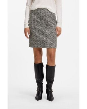 HUGO Slim-Fit Pencil Skirt With Herringbone Pattern - Grey