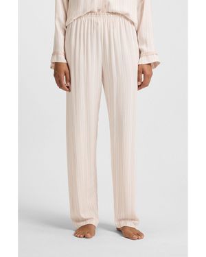 BOSS Striped Pyjama Bottoms With Logo Trim - White