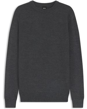 BOSS Trui Met Gemengde Structuren - Grijs