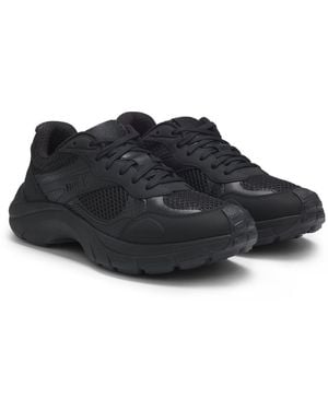 HUGO Sneakers Met Mesh En Imitatieleer - Zwart