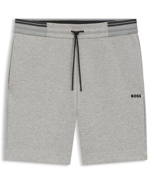 BOSS Short Van Een Katoenmix Met Strepen - Grijs