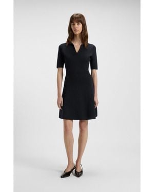 BOSS Knitted Dress With Skipper Collar - Black