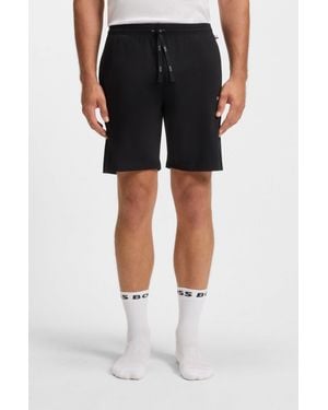 BOSS Stretch-Cotton Shorts With Embroidered Logo - Gray
