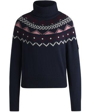 BOSS Reitsport-Rollkragenpullover Mit Strickmuster - Blau