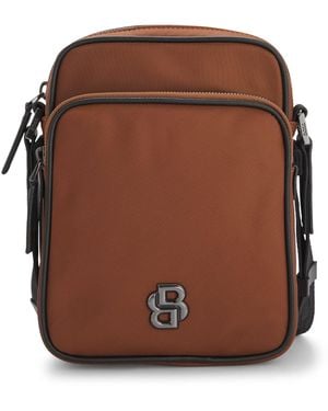 BOSS Reportertas Van Keperstof Met Double B-Monogram - Bruin