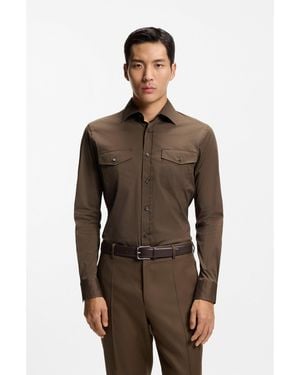 BOSS Slim-Fit Shirt - Brown