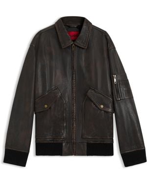 HUGO Regular-Fit Jack Van Behandeld Leer - Zwart