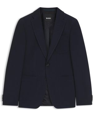 BOSS Slim-Fit Colbert Van Wasbare Stretchwol - Blauw